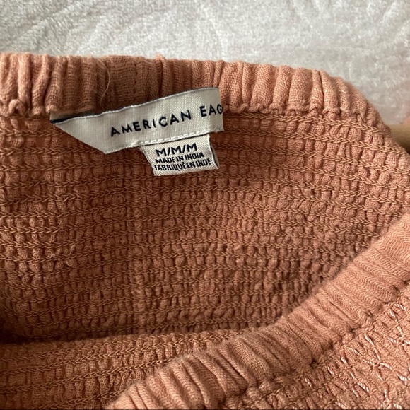 AEO Pink Smocked Crop Top - Picture 7 of 10